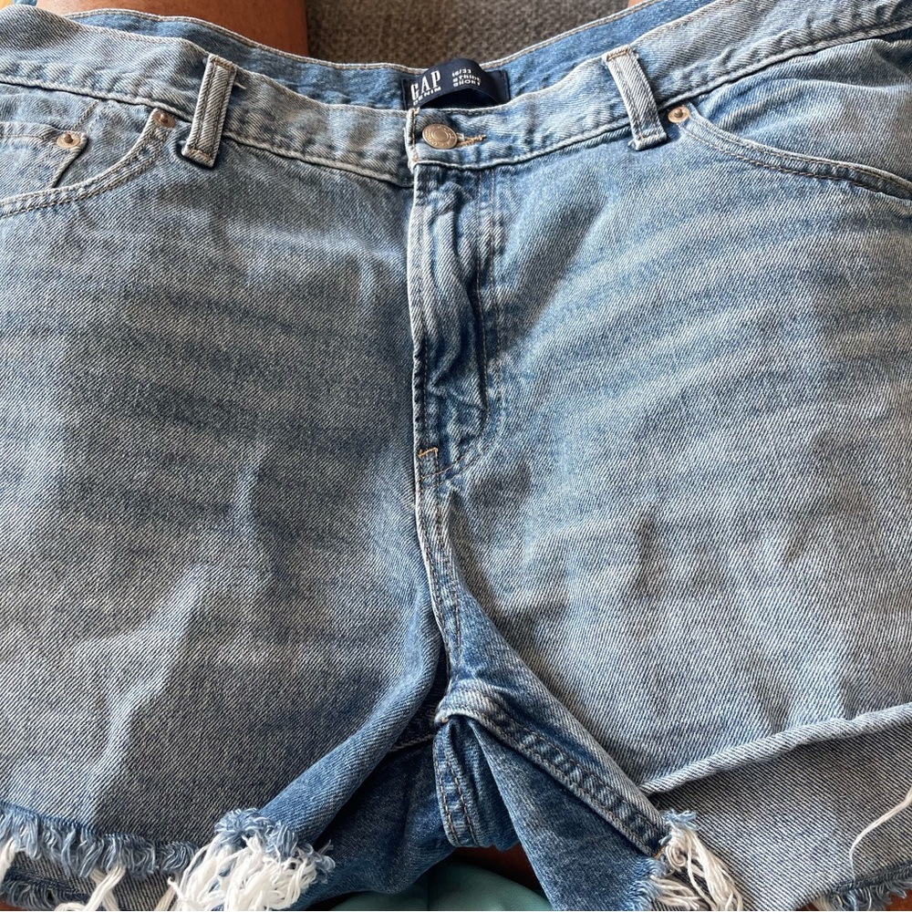GAP Light Blue Frayed Denim Shorts
